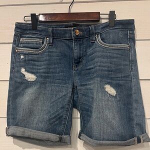White House Black Market Girlfriend Jean Shorts Distressed Cuffed